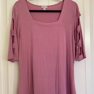 Avenue Pink Boxy Blouse with Cut-Out Sleeves